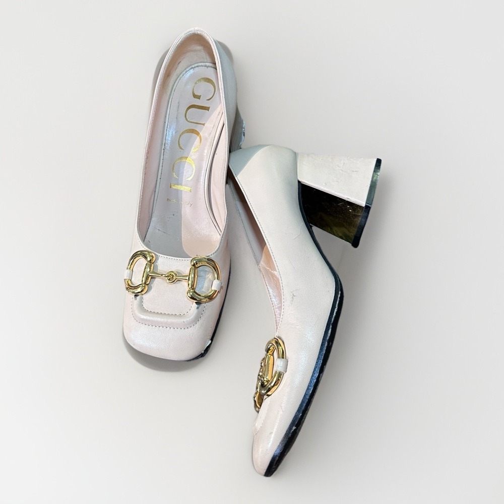 Gucci Cream Horsebit Ballet Pump Flats Women's Heels Size 6 - Picture 2 of 16